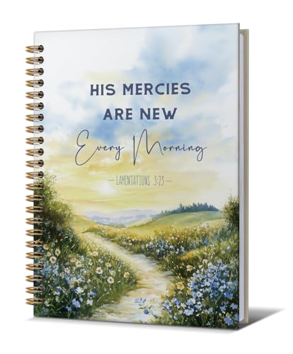 Christian Notebook For Women- Prayer Journal for Women Men,Inspirational Art Gifts for Church Members,His Mercies Are New Every Morning Gold Spiral Bound Hardcover Bible Journaling,5.8"x8.3" - color: Bible new morning