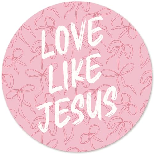 Pink Bow Christian Round Mouse Pad, Jesus Christian Scripture Quote - color: Jesus