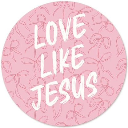 Pink Bow Christian Round Mouse Pad, Jesus Christian Scripture Quote - color: Jesus
