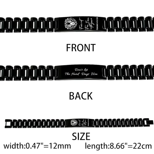 Bible Verse Bracelets Inspirational Christian Wristbands Graduation Gifts to Son Men Dad Father Husband Boyfriend Encouragement Jewelry Adjustable Stainless Steel Bracelet - style: ISAIAH 41:10(DON'T LET THE HARD DAYS WIN)