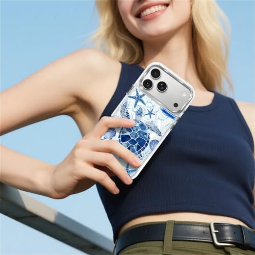 for iPhone 17 Pro Max/iPhone 18 Pro Max Case [Compatible with Magsafe],Girls Women Clear Magnetic Case Silicone Shockproof Protective Cover with Pattern Blue Sailing Sea Turtle - color: Blue Sailing Sea Turtle, size: iPhone 17 Pro Max/iPhone 18 Pro Max