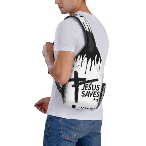 Jesus Christian Cross Sling Backpack Shoulder Chest Bag For Men Women Hiking Travel Crossbody Daypack - color: Jesus Christian Cross-0004