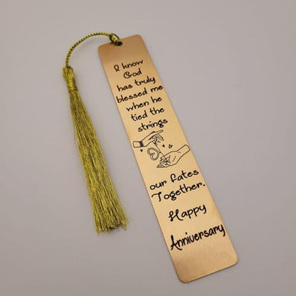 Unique Gift For Anniversary - I know God has truly blessed me when he tied the strings our fates together Bookmarks (Rose Gold) - color: Rose Gold