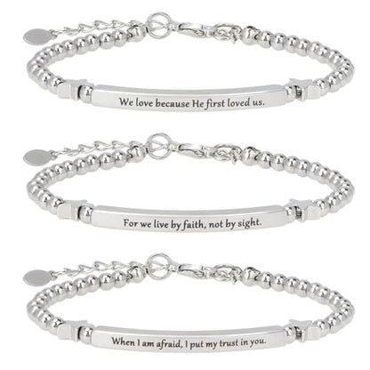 kilofly Set of 3/6 Bible Verse Bracelet Christian Unique Religious Gift for Women - style: Love Set3