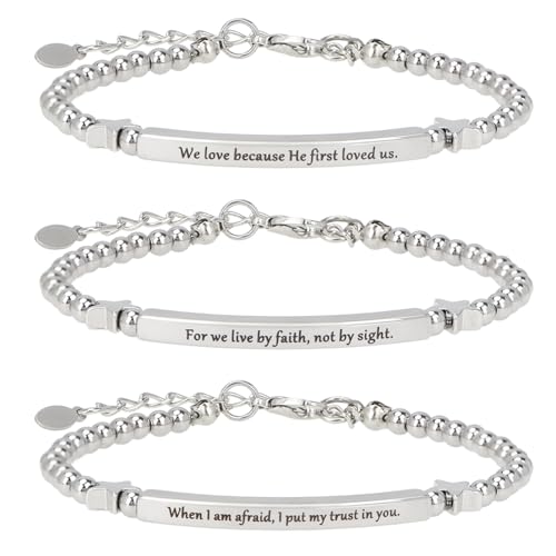 kilofly Set of 3/6 Bible Verse Bracelet Christian Unique Religious Gift for Women - style: Love Set3
