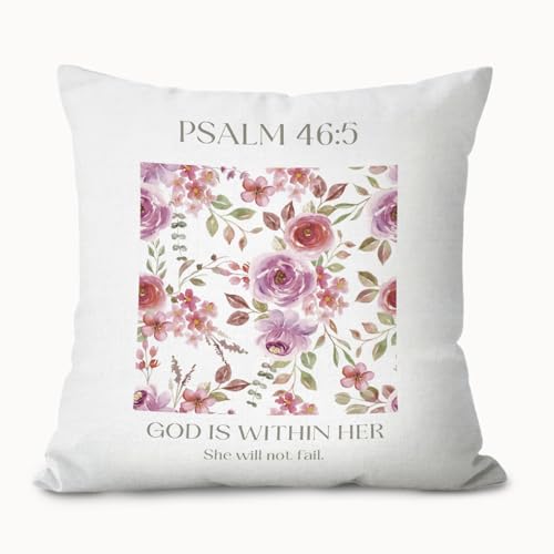 Christian Floral Pillow Covers 18x18, Religious Cottagecore Botanical Floral Bible Verse Decorative Throw Pillow Covers Pillowcases for Home Bedroom Living Room Church Decor - color: 01-bible(white02)