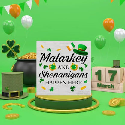 St. Patricks Day Decor, Rustic Malarkey and Shenanigans Wood Sign - color: Malarkey