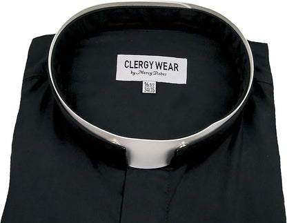 Mens Long Sleeves Tonsure Collar Clergy Shirt - Black - size: 16" Neck 36"-37" Sleeve