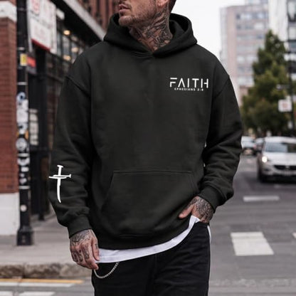 Christian Hoodies for Men Faith Cross Graphic Hoodie Jesus Fleece Sweatshirts Bible Verse Religious Pullover Tops - color: Black, size: Small