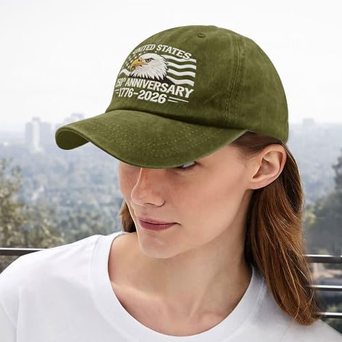 250th Anniversary 250 Years Freedoms Baseball Hat Running Embroidered Cap for - color: Army Green