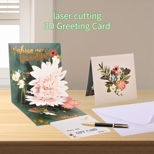 3D pop-up Women birthday greeting card - color: Birthday Flowers2