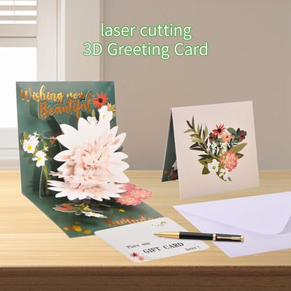 3D pop-up Women birthday greeting card - color: Birthday Flowers2