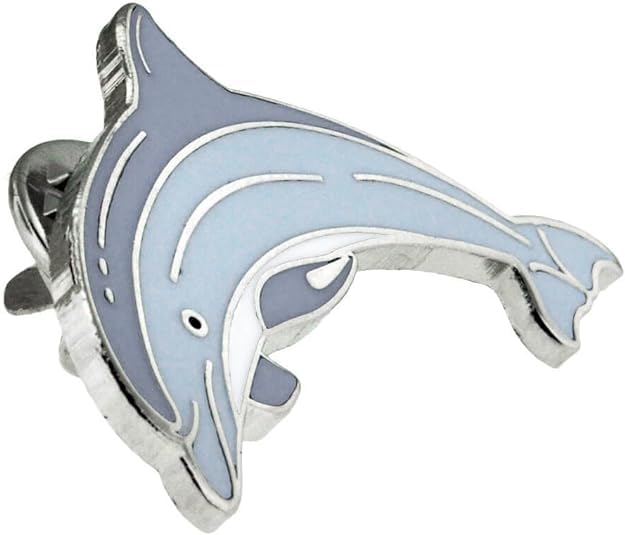 PinMart Ocean & Sea Animal Enamel Lapel Pins for Hats, Jackets & Bags - color: Blue Dolphin Nickel Plated, size: 1 Piece