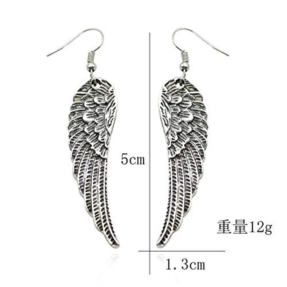 Silver Zinc Alloy Dangle Earrings, Angel Wing Feather Design for Women, Vintage Style, Christmas Jewelry