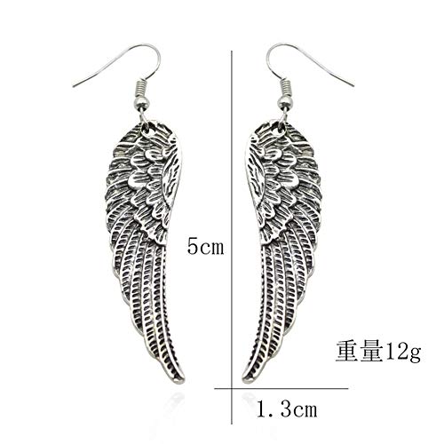 Silver Zinc Alloy Dangle Earrings, Angel Wing Feather Design for Women, Vintage Style, Christmas Jewelry