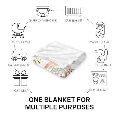 Personalized Baptism Noah's Ark Toddler Blanket, Christian Rainbow Animal Bible Story Throw, Custom Name and Date Faith Keepsake for Boy Girl, Religious Gift from Parents Grandparents - color: Baptsim Toddler Blanket#8