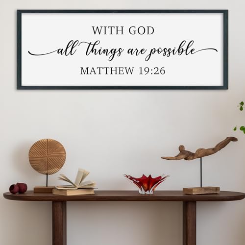 SRSZHIYUE With God All Things are Possible Framed Wall Art 40''×15'' Black - color: With God All Things (Black), size: 40"L x 15"W