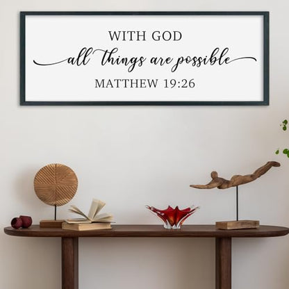 SRSZHIYUE With God All Things are Possible Framed Wall Art 40''×15'' Black - color: With God All Things (Black), size: 40"L x 15"W