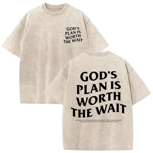 Wrenpies Christian Faith Shirts for Men Jesus God Bible Verse Inspirational Religious Graphic Tees Acid Wash Vintage Tshirt - color: Apricot, size: 3X-Large