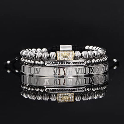 WFYOU Stainless Steel Bracelets for Men Gold Cuff Bracelet Birthday Gifts - color: Gold Silver 2