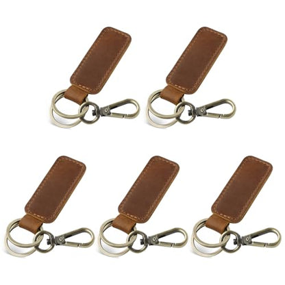 Jack&Chris Genuine Leather Car Keychain, Universal Key Fob Keychain, Leather Key Chain Holder for Men and Women, JC306 - color: Brown*5