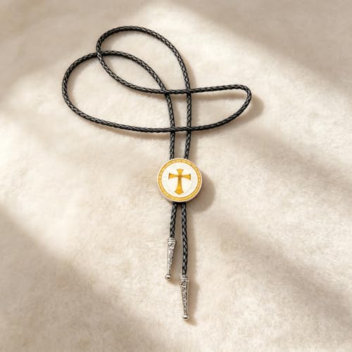 Fashionable Cross Bolo Tie Multi-Color Cross Shield Necktie - color: Yellow