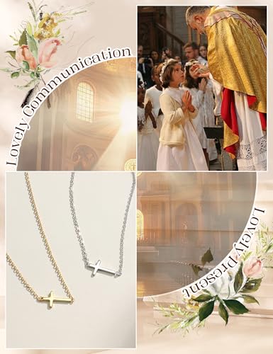 ORAZIO Cross Necklace for Women, Sterling Silver Cross Pendant - color: Gold Plated-Link-Small