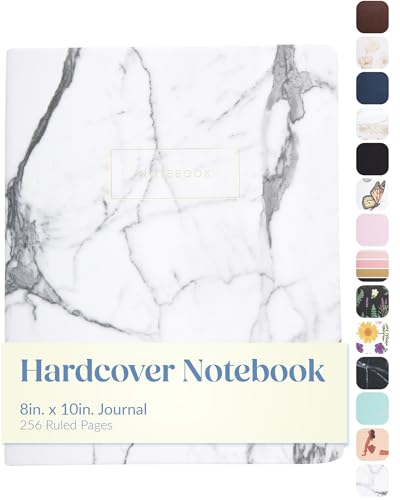 WORLD TRAVELER Large Lined Journal Notebook 256 Ruled White & Ivory Pages - color: Marble