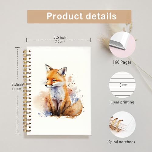 Fox Spiral Notebook,Fox Gifts,Cute Notebooks for Women Girls - color: Fox