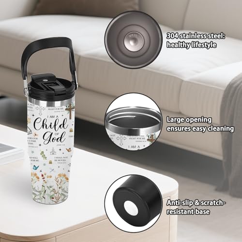 30oz Christian Tumbler with Handle, Stainless Steel Insulated Tumbler(1pc) - color: God2