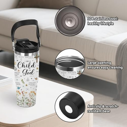 30oz Christian Tumbler with Handle, Stainless Steel Insulated Tumbler(1pc) - color: God2
