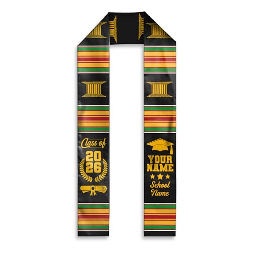 MDPrints Global Kente Graduation Sash 2026, Black Girl Magic Graduation Sash 2026, Class of 2026 Graduation Gift - color: Kente Dk02
