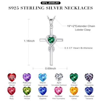 Iefil Cross Necklace for Women - Birthstone Necklace - color: 11-Nov-Created Citrine
