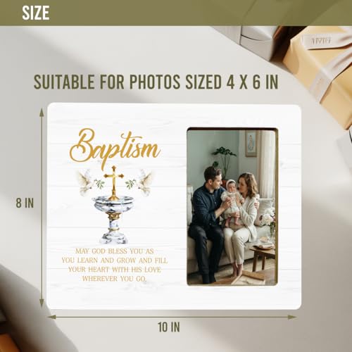 Baptism Gifts Picture Frame for Boy Girls, Christening Catholic Gifts Frame from Godmother Godparents - color: Baptism