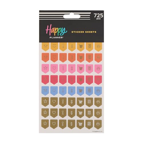 Happy Planner Classic Sticker Pack for Planners, 15 Sheets - color: Bold & Bright