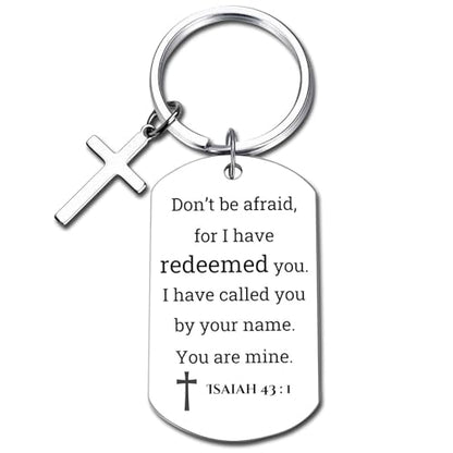 GiftYou Inspirational Scripture Metal Key Chains with Cross Pendant - Bible Verse Keychain Religious Gift for Christian - color: Isaiah 43:1