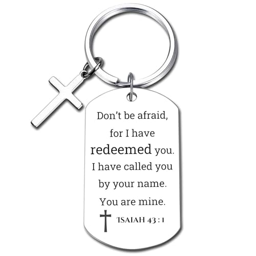 GiftYou Inspirational Scripture Metal Key Chains with Cross Pendant - Bible Verse Keychain Religious Gift for Christian - color: Isaiah 43:1