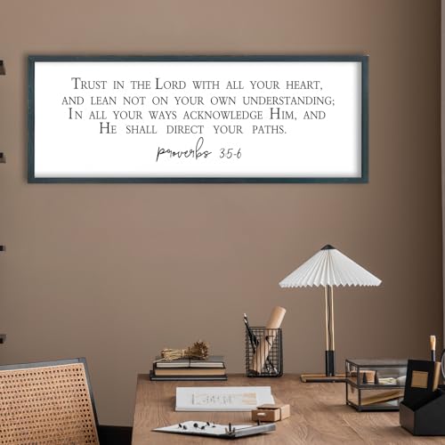 FZMHASLWW Bible Verse Proverbs 3:5-6 Wall Art, 32"x12", Black - color: Bible Verse Proverbs 3:5-6 (Black), size: 32"L x 12"W