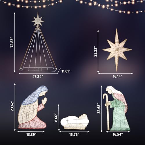 VINGLI 6FT Lighted Nativity Scene for Outdoor Christmas Decoration - size: 6.02ft