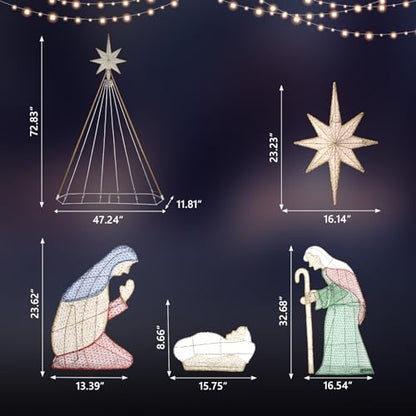 VINGLI 6FT Lighted Nativity Scene for Outdoor Christmas Decoration - size: 6.02ft