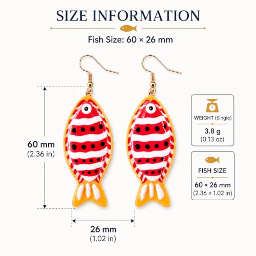 Fish Earrings For Women, Boho Colorful Acrylic Resin Tropical Sea Life Large Dangle Earring Hypoallergenic Summer Beach Vacation Statement Jewelry Gifts - color: Blue Fish