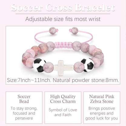 Bracelets for Girls Cross Soccer Bracelets Birthday Gifts for Girl - color: 5# Soccer Girl