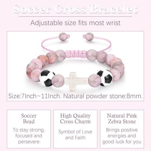 Bracelets for Girls Cross Soccer Bracelets Birthday Gifts for Girl - color: 5# Soccer Girl