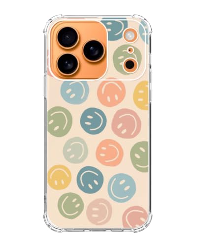 Cute Colorful Smile Face Phone Case Compatible with iPhone 17 Pro, Happy Face Phone Cover for iPhone 17 Pro - color: Colorful Smile Face