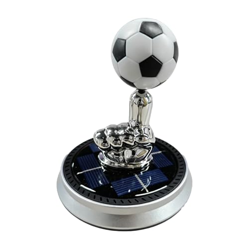 Craedli Soccer Car Dashboard Decoration, Solar Energy Rotating Football Car Center Console Ornament, Creative Auto Interior Decorative Accessories for Home Office (Silver) - color: Silver