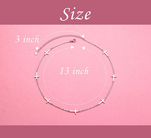 DAOCHONG Women S925 Sterling Silver Disc Statement Choker Necklace - style: Cross 2