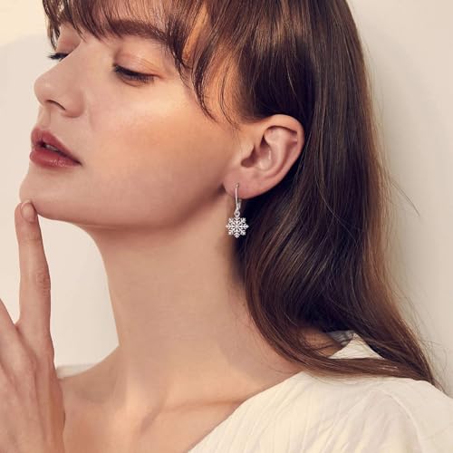 Vito Moonstone Turquoise Drop Earrings for Women, 925 Sterling Silver Hooks - style: Snowflake