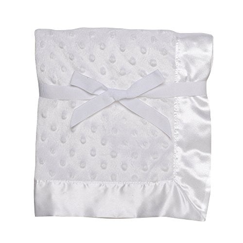Baby Starters Textured Dot Blanket with Satin Trim, White 30" x 40" - color: White Dot