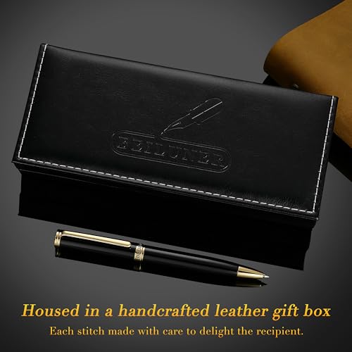 BEILUNER Luxury Personalized Gel Pen with 24K Gold Finish, Black Piano Lacquer, Luxury Grade Craftsmanship, Best Pen Gift Set for Men and Women, Professional, Executive, Office, Retractable Nice Pens - color: ,Black with Gold (Personalized)