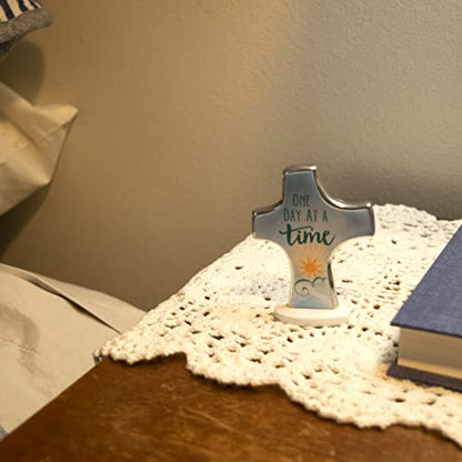 Cathedral Art Abbey & CA Gift One Day at a Time Standing Bedtime Prayer Cross, Blue, One Size (SQP140) - style: Bedtime Prayer